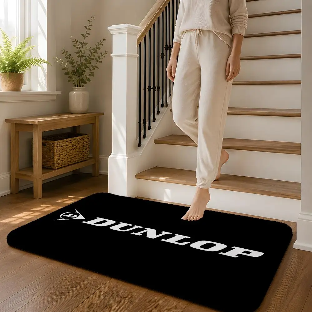 D-Dunlops Tyres Floor Mat Flannel Rug Non Slip Absorbent Soft Washable For Entryway Hallway Bathroom Kitchen Decor