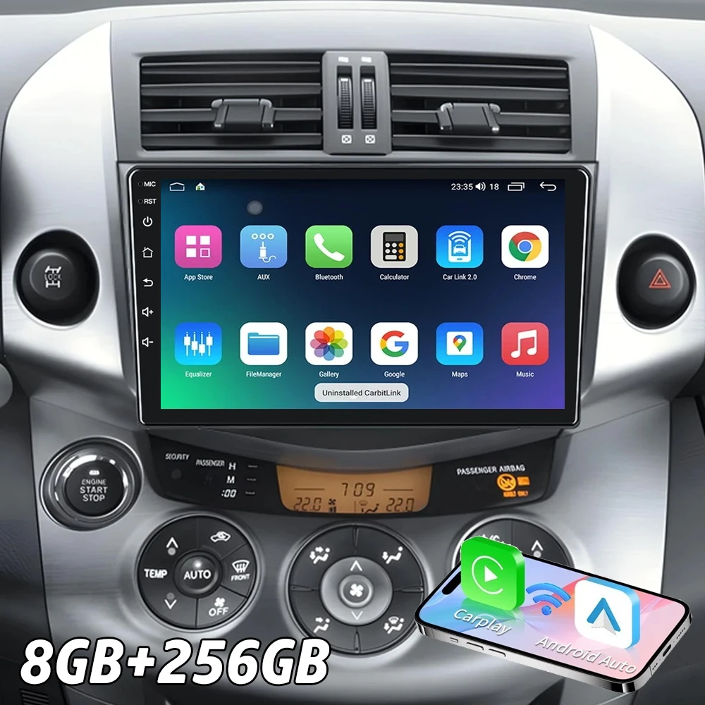 Android 15 Carplay Auto For Toyota RAV4 Rav 4 2005 - 2010 2011 2012 2013 Car Radio Multimedia GPS Player Stereo WIFI 4G BT DSP