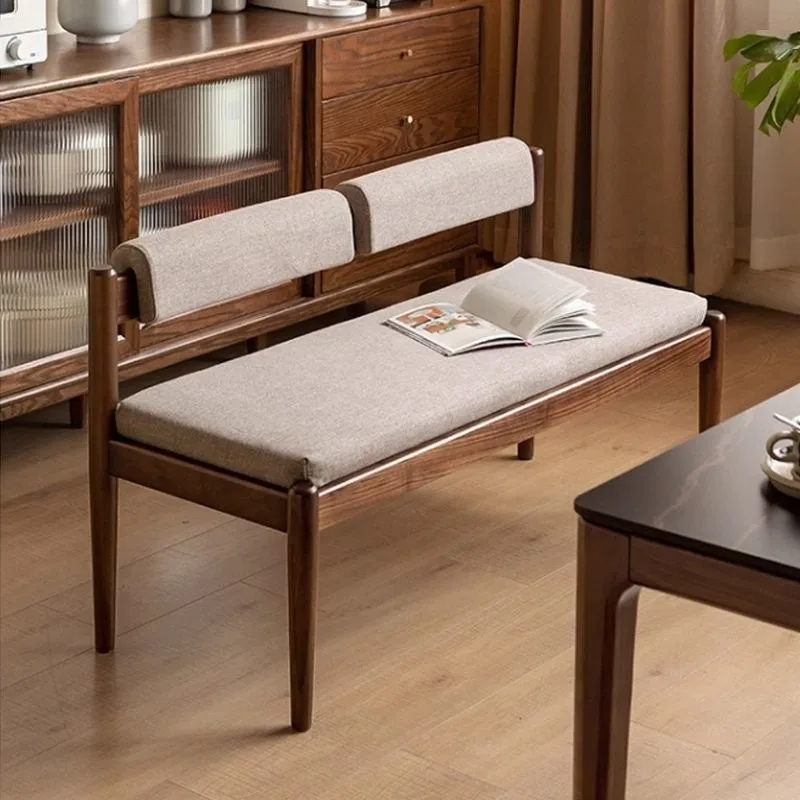 원목 벤치, 부드러운 등받이 벤치, 침대 옆 벤치