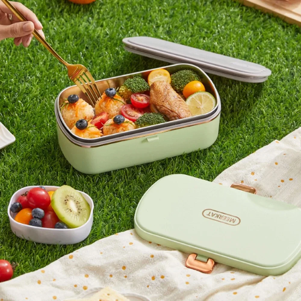 Draagbare elektrische lunchbox 900 ml watervrije verwarming Bento Box roestvrijstalen voedselverwarmer kantoor thermische lunchbox rijstkoker