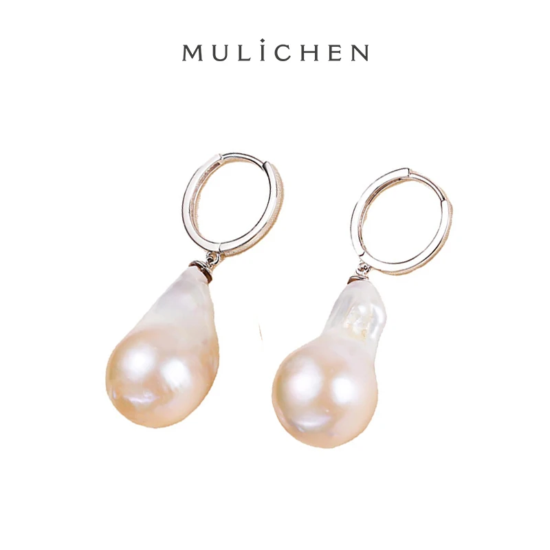 

MULICHEN 11-13mm Natural Freshwater White Pearl Earrings 925 Sterling Silver Earrings Earrings Wedding Anniversary Gift Jewelry