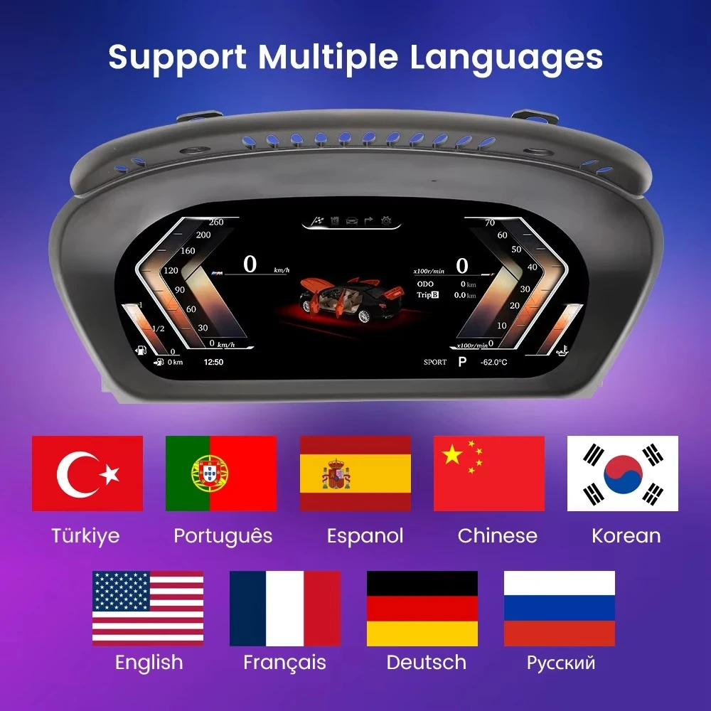 Cluster cruscotto digitale LCD per auto da 12,3 "per serie 5 E60 2004-2009 Sistema CCC Pannello strumenti Tachimetro Cockpit virtuale