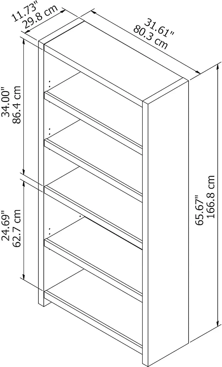 Office by kathy ireland KI60204-03 Echo 5 Shelf Bookcase