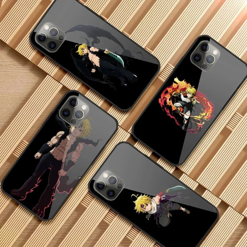 Meliodas Anime Phone Case For IPhone 14 13 12 11 XS X 8 7 6 Plus Mini Pro Max SE 2022 Black PC TPU Glass Cover