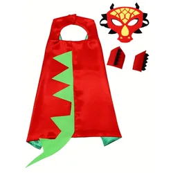 Boys Cartoon Dinosaur Cape Outfit with Wristband and Mask, Perfect for Halloween or Party Wear Best Gifts for Kids Playing House