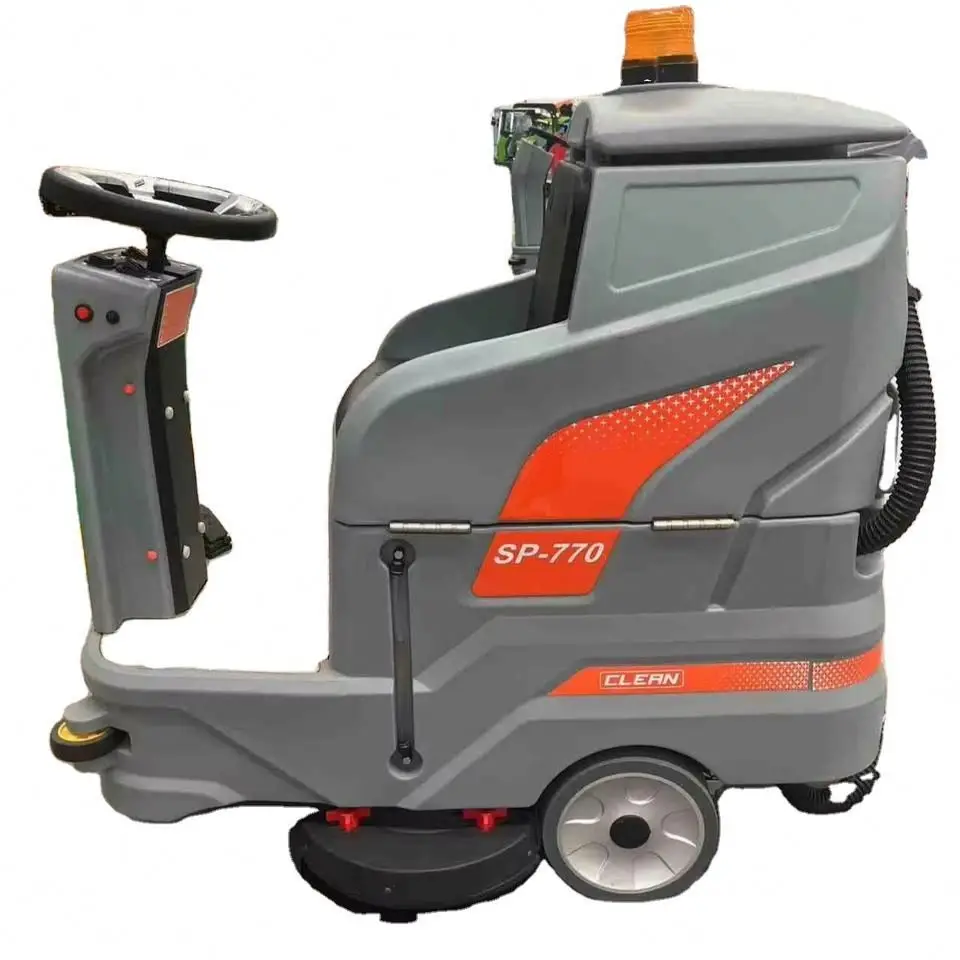 Ride-On Li-Ion Battery Floor Scrubber, Electric Cold Water Cleaning Machine for Rubber Floor & Food Shop Commercial Use