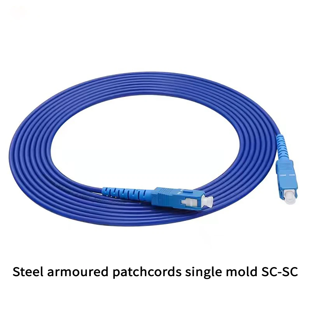 Armored Fiber Optic Cable SC/UPC-SC/UPC Simplex Mode FTTH Steel Armored Fiber Cable 2M/3M Rat-Proof Fibre Opitcs