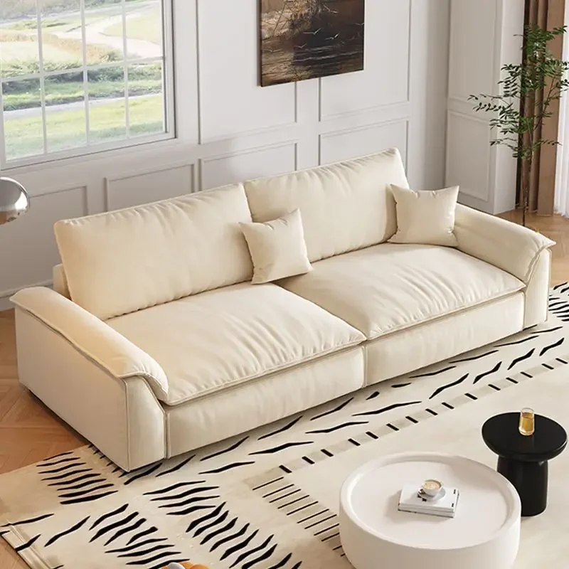 Cat scratch fabric sofa, living room small apartment modern simple double straight row sofa