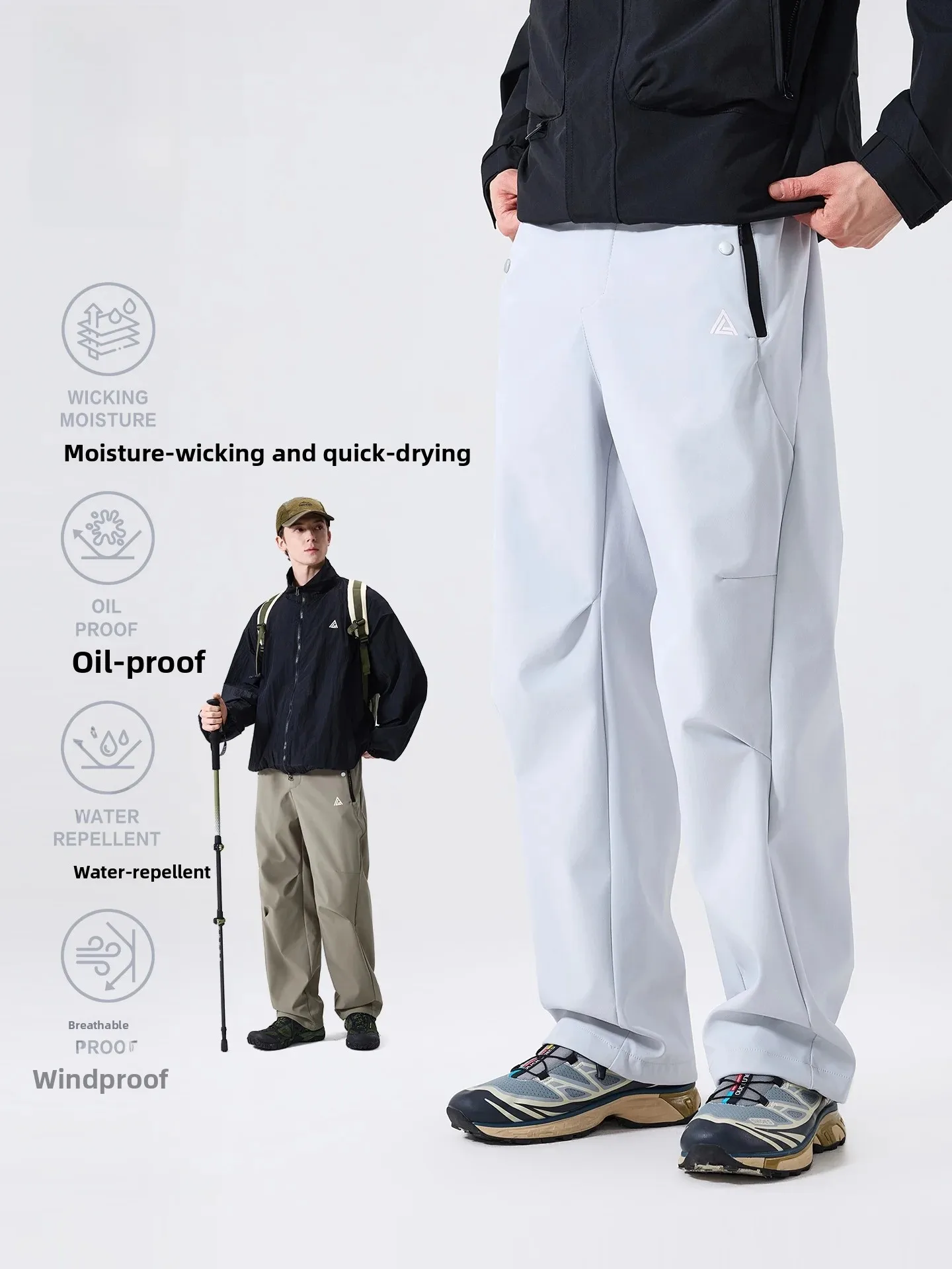 LAZY DAY Outdoor Climbing Three-Proof Quick-Dry Jacket Men's Thin Straight Work Pants Autumn Season Zip Design Utility Trousers