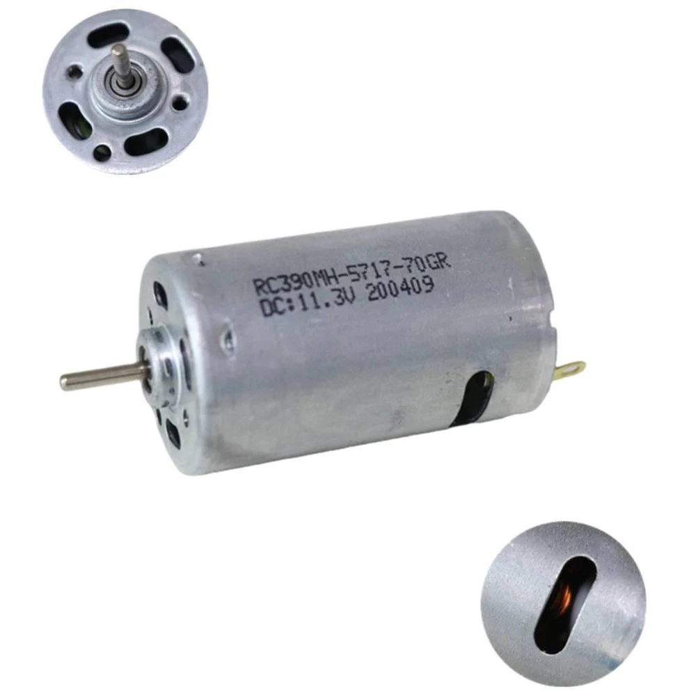 30000RPM High Speed RC390 DC Motor 6-12V Strong Magnet Ball Bearing 2.3mm Shaft for Vacuum Cleaner RC Boat Car Model Replacement