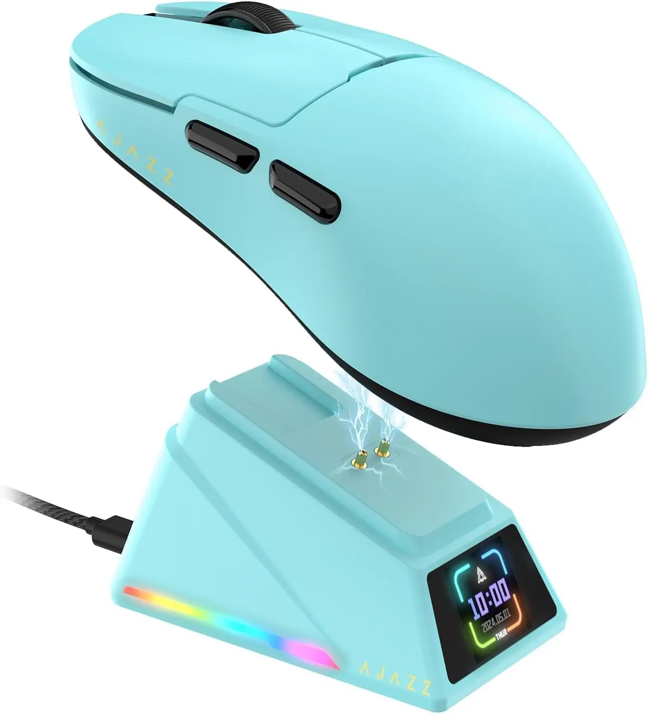 

Беспроводная мышь AJAZZ AJ159 APEX Paw3950 с RGB-подсветкой и магнитной зарядной базой, легкая проводная/Bluetooth игровая мышь для ПК и ноутбуков