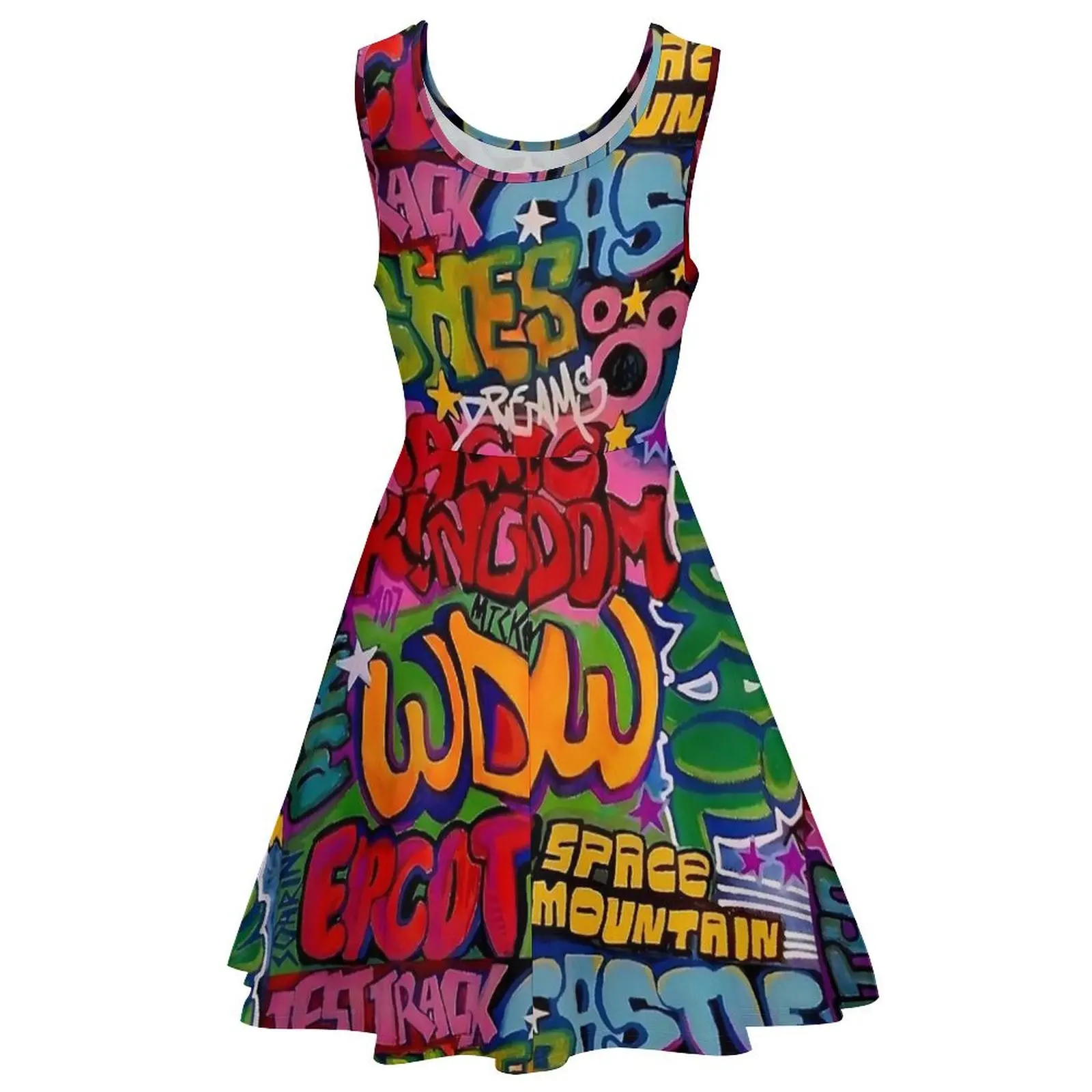 Graffiti Dreams Print Jurk Boho Jurken Mouwloos Casual Skate Jurk Dames Grafisch Vestido Verjaardagscadeau