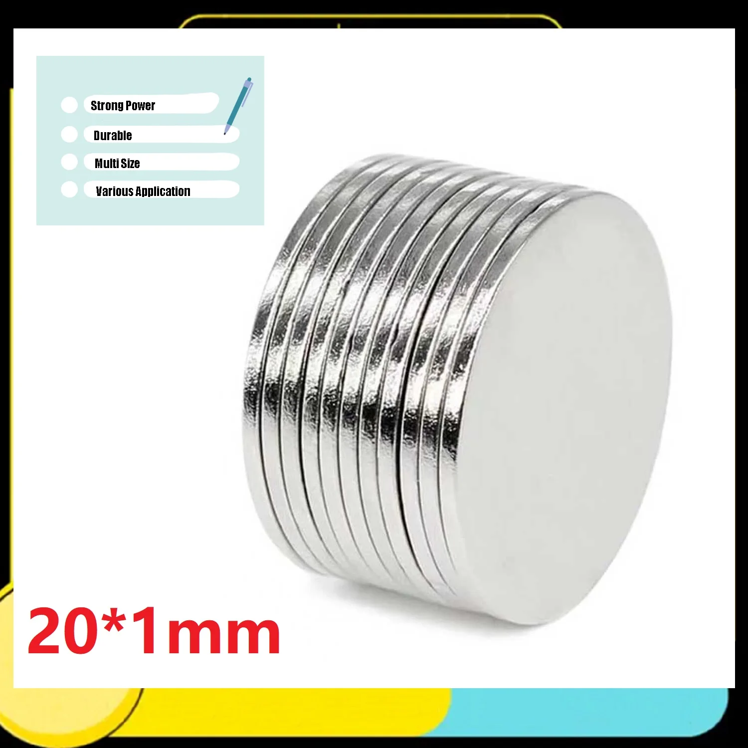 مغناطيس الثلاجة 20 × 1 مم، مغناطيس السبورة البيضاء، مغناطيس الفنون والحرف اليدوية، مغناطيس صغير، مغناطيس صغير، مغناطيس مكتب 10/30 قطعة