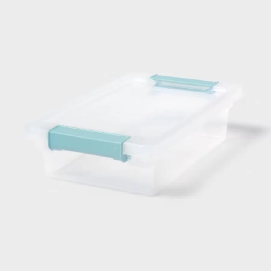 1.9qt Clear Storage Bin with Latches, Stackable Plastic Storage Container for Household Pantry Cabinet Organization
