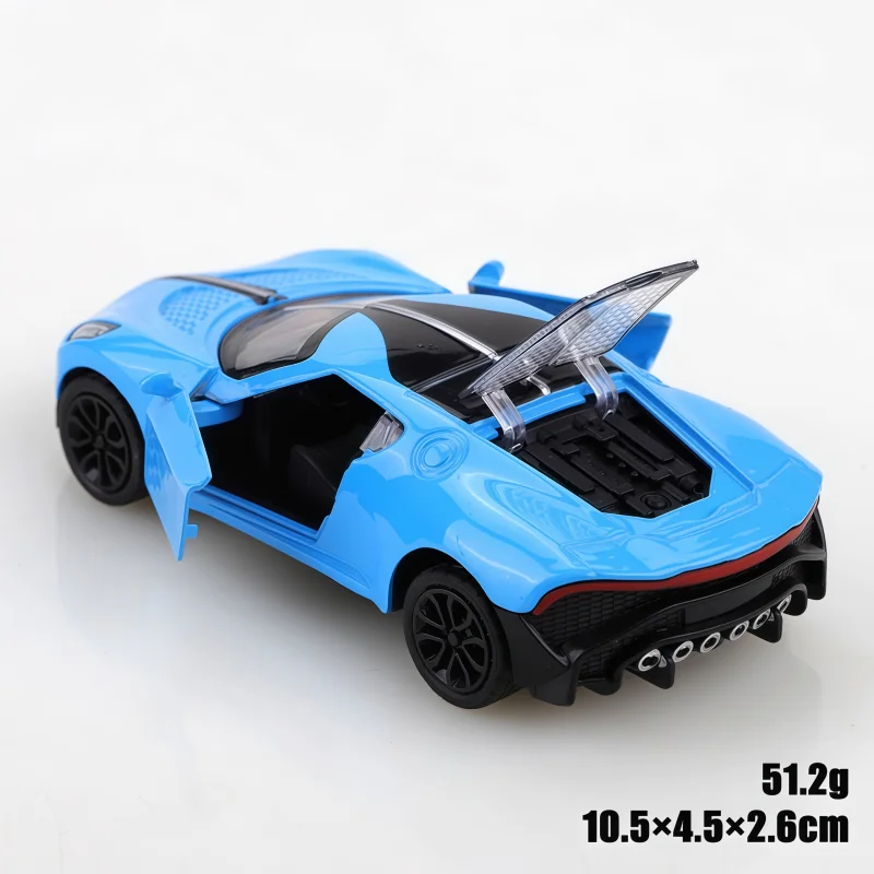 Bag-Packaged Simulated Alloy Sports Car Toy, Side Door and Rear Cover Can Be Opened, Return Force Alloy Car Model, Suitable for