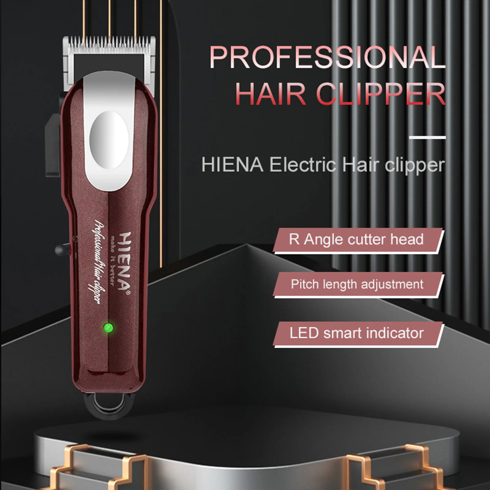 HIENA Professional Barber Hair Clippers Cordless Electric hair cutting machine Beard Trimmer Shaving Razor Powerful Clipper