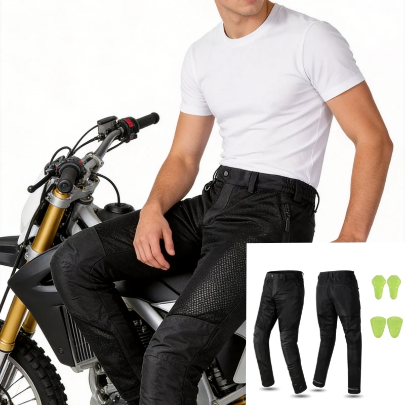 

VEMAR Men's Motorcycle Pants CE Breathable Motocross Riding Trousers Anti-Fall Protective Motorbike Gear Pants