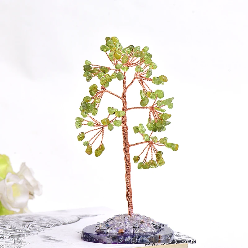 1 pz cristallo naturale albero dei soldi ghiaia esemplare pietra Feng Shui ornamenti albero della vita figurine e agata fetta Stand decorazioni per