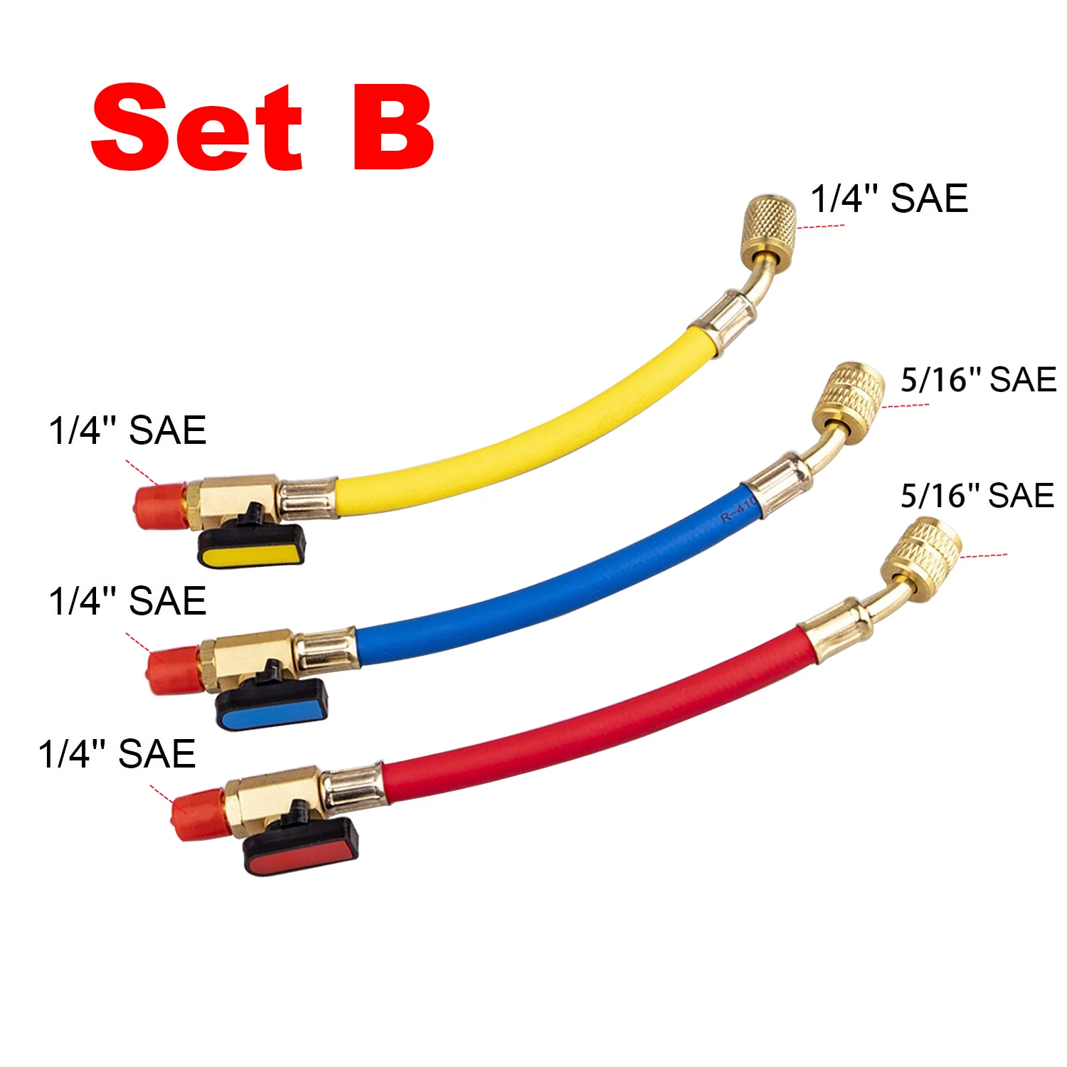 Magnetventil 3pcs R134A R410 R22 800-4000 PSI Manifold Gauge Set A/C Refrigeration Charging Hose HVAC Refrigerant Hoses Set with Ball Valve Weitere Ventile — Detail 4