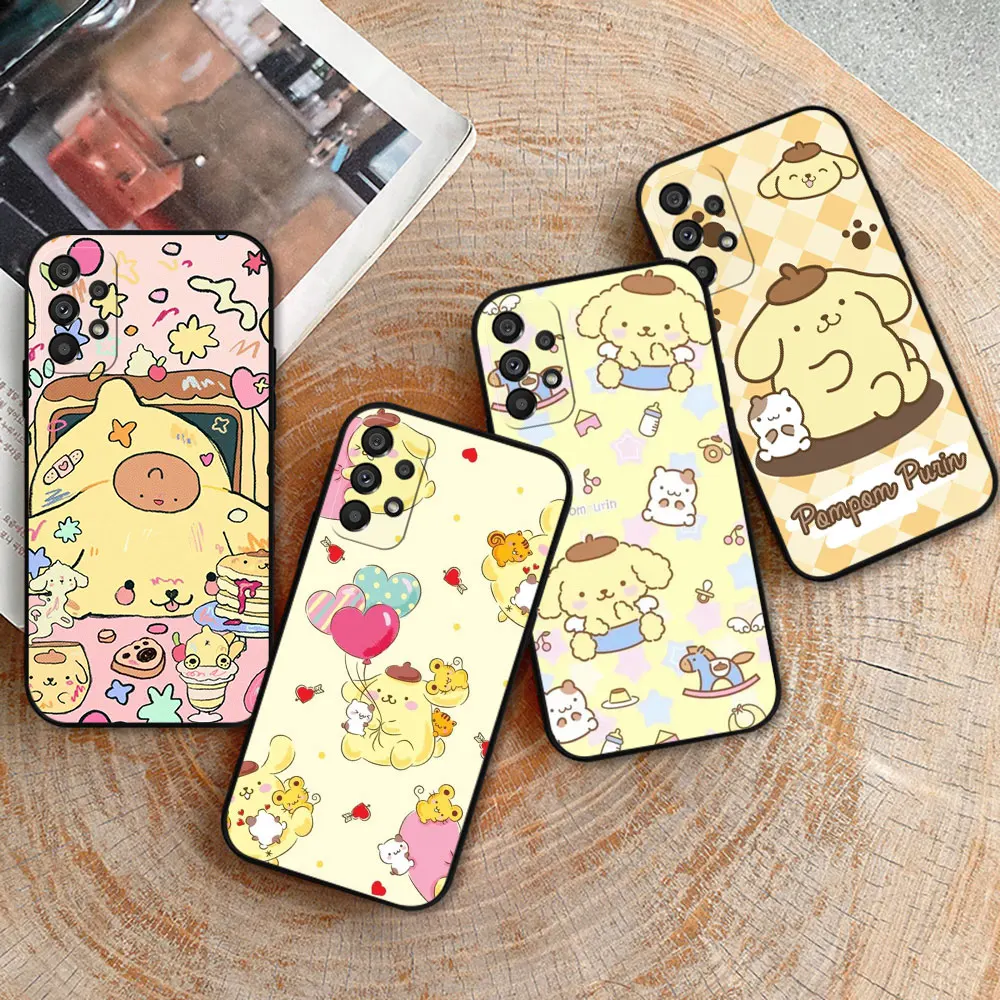 Cartoon PomPom Purin Phone Case For Samsung Galaxy A52 A54 A53 A55 A51 A50 A72 A71 A73 A90 A80 A42 A35 A34 A33 A32 A31 5G Cover