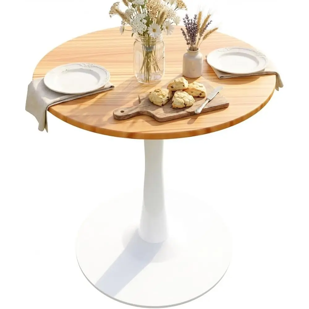 

24-дюймовый небольшой круглый обеденный стол или стол-тюльпан на 2 персоны – прочный и качественный, с прочной металлической основой, компактный, на 2 места, для кухни или столовой.