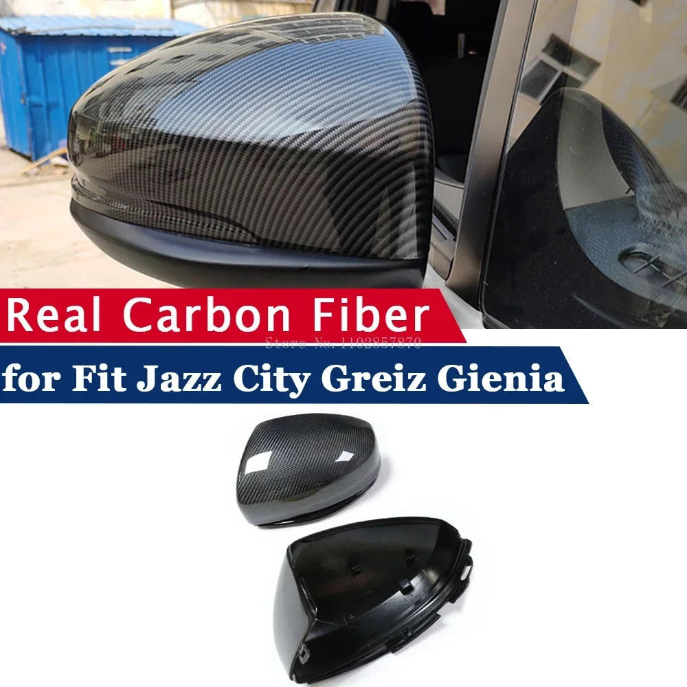 Copertura specchietto retrovisore per Honda FIT JAZZ GK5 CITY GM6 GREIZ GJ6 GIENIA Real Carbon Fiber Side Mirror Shell Frame Case Cap 2 pz