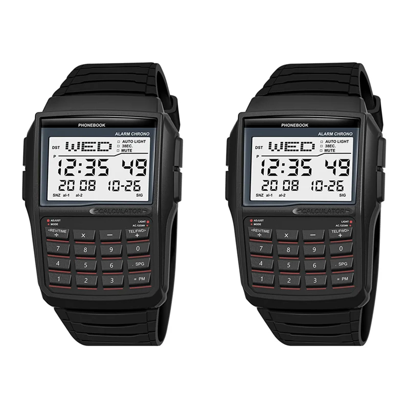 

N01R-2X светодиодные электронные часы цифровые спортивные многофункциональные часы-калькулятор водонепроницаемые часы компьютерный стиль