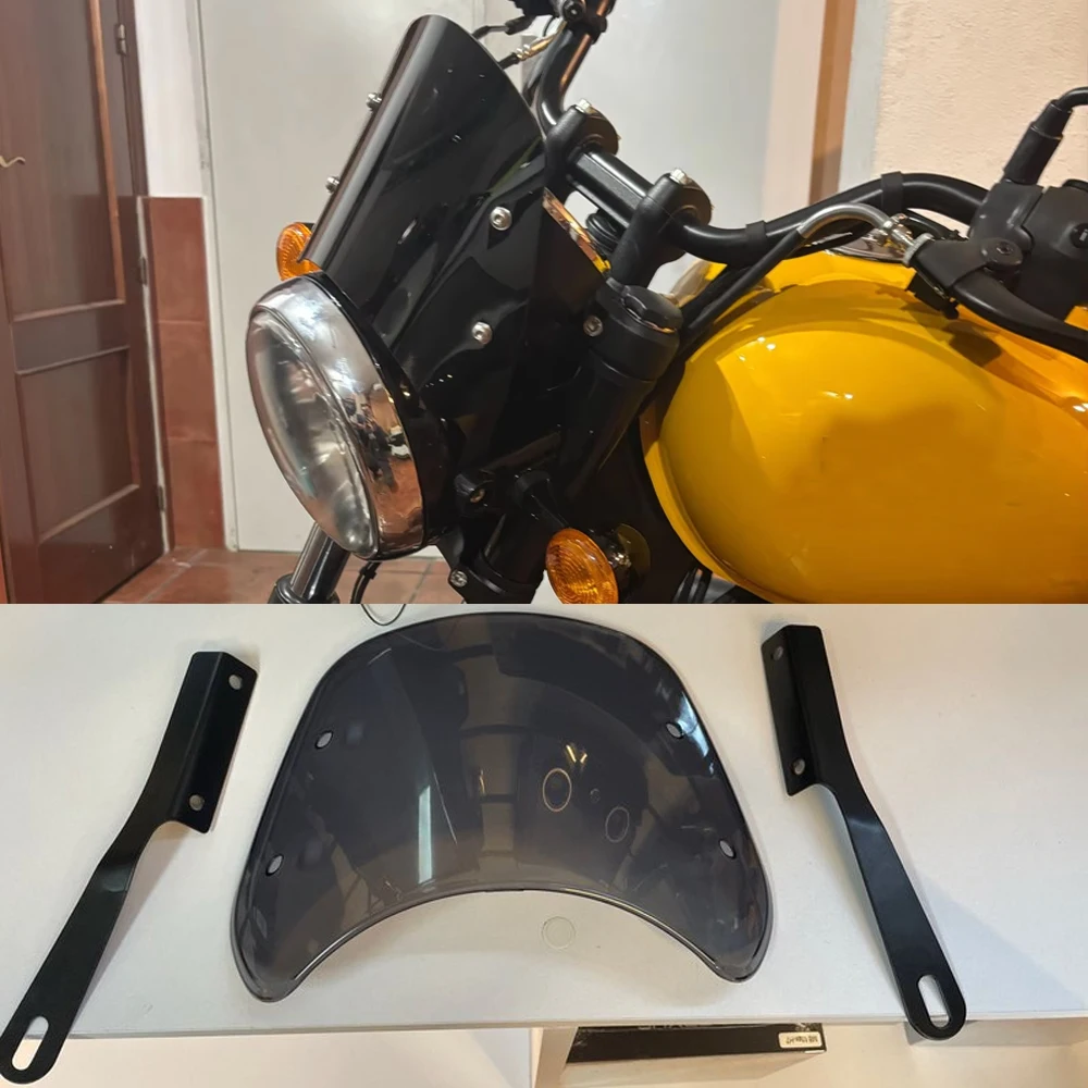 

Для Royal Enfield Meteor 350 ветровое стекло лобовое стекло дефлектор фар обтекатель протектор аксессуары для мотоциклов козырек черный