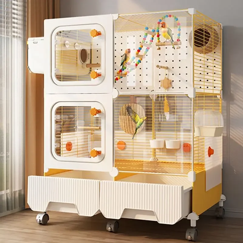 Transparent bird cage Parrot cage Household oversized splash-proof tiger skin Xuanfeng peony special cage landscaping luxury vil