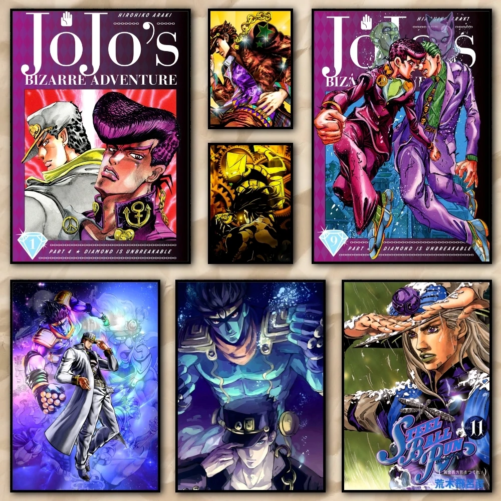 J_JoJo'S Cool B_Bizarre Painting Calligraphy High Quality Canvas Poster Wall Art For Office Restaurant Home Decoration Set