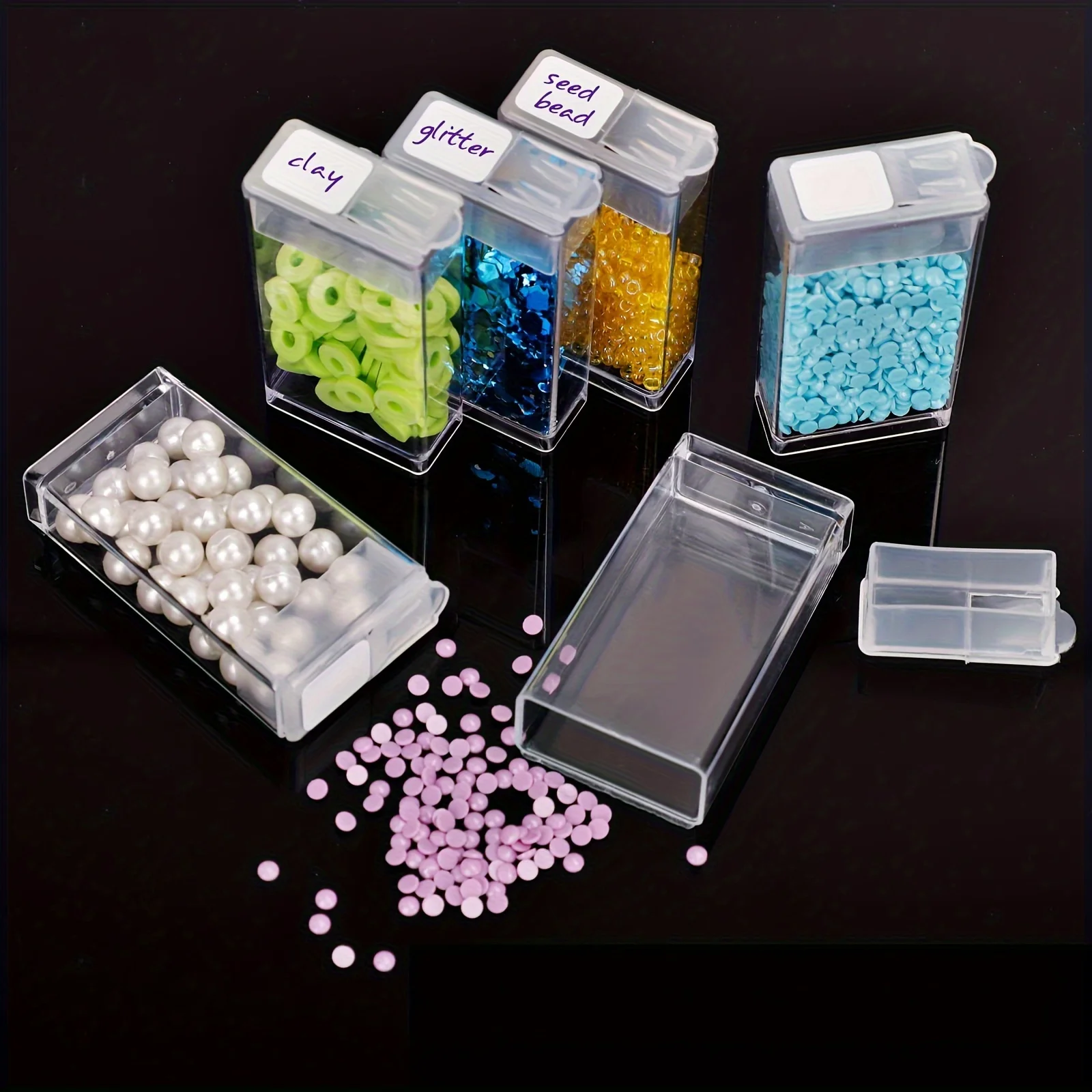 1pc 32/40/42/48/56/64 Slots Plastic Storage Box, DIY Diamond Painting Beads Charms Jewelry Accessories Organizer Box