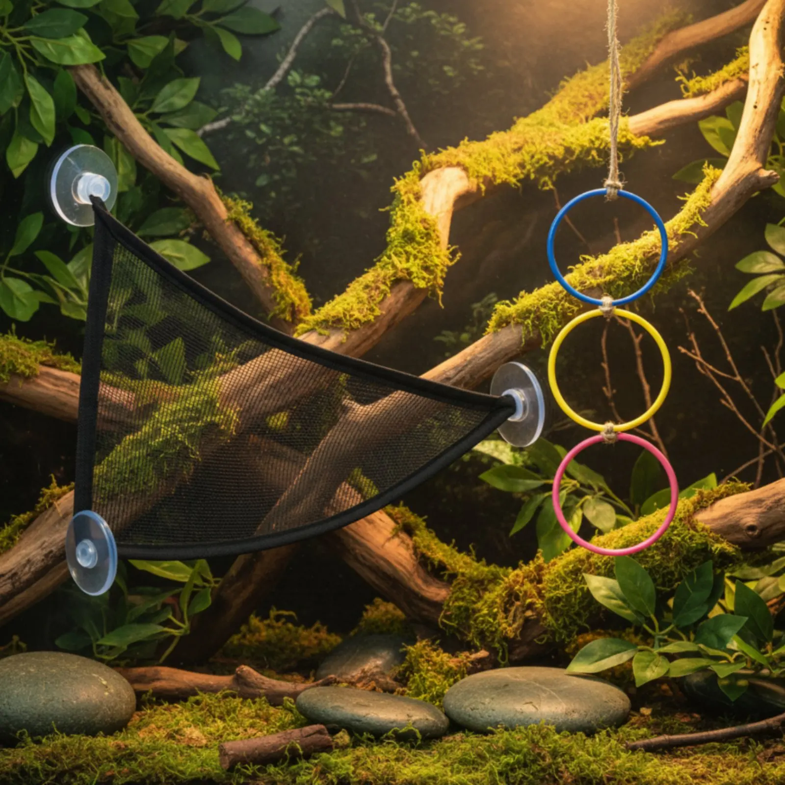 

Snake Climbing Hoop Easy to Hang Snake Hoop Ladder Amphibian Lounger Network Space Saving Terrarium Decor Lounger Secure Suction
