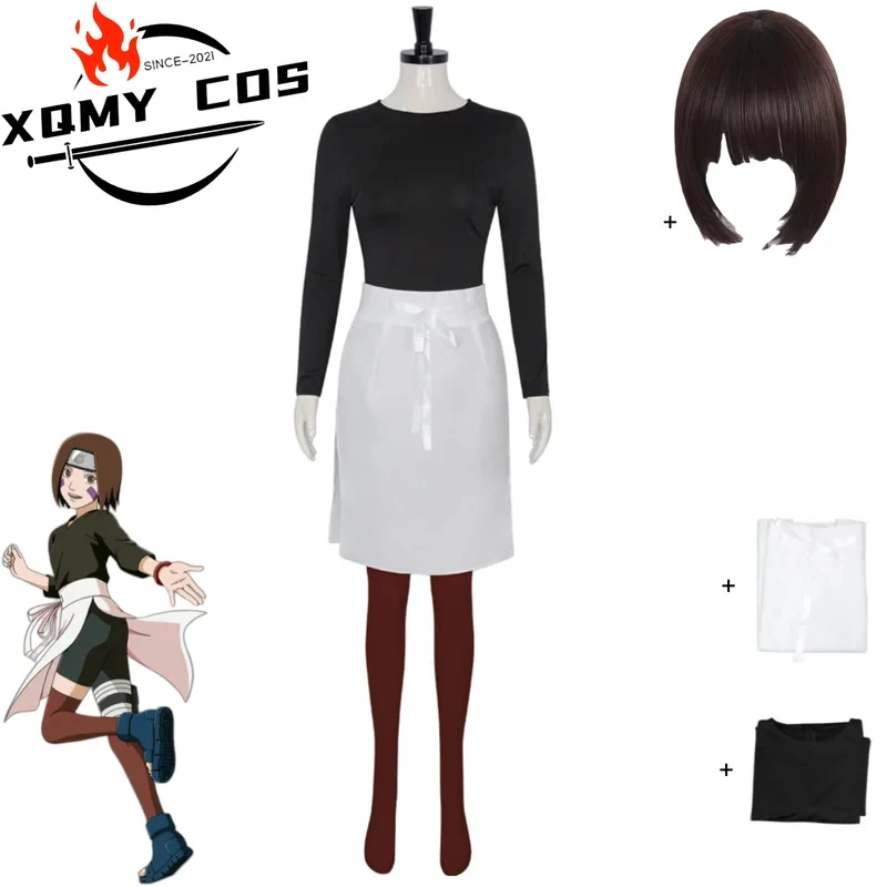 5;e,8\v,5/Anime Nohara Rin Cosplay Costume Ninja Black Long Sleeves Tops Skirt Apron Uniform Wig Adult Woman Sexy Caf,5'h\8/m' view 4