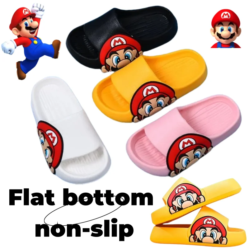 Periféricos de juego de Super Mario Bros, dibujos animados creativos, zapatillas planas antideslizantes para el baño del hogar de verano, se pueden usar en el exterior, sandalias de playa