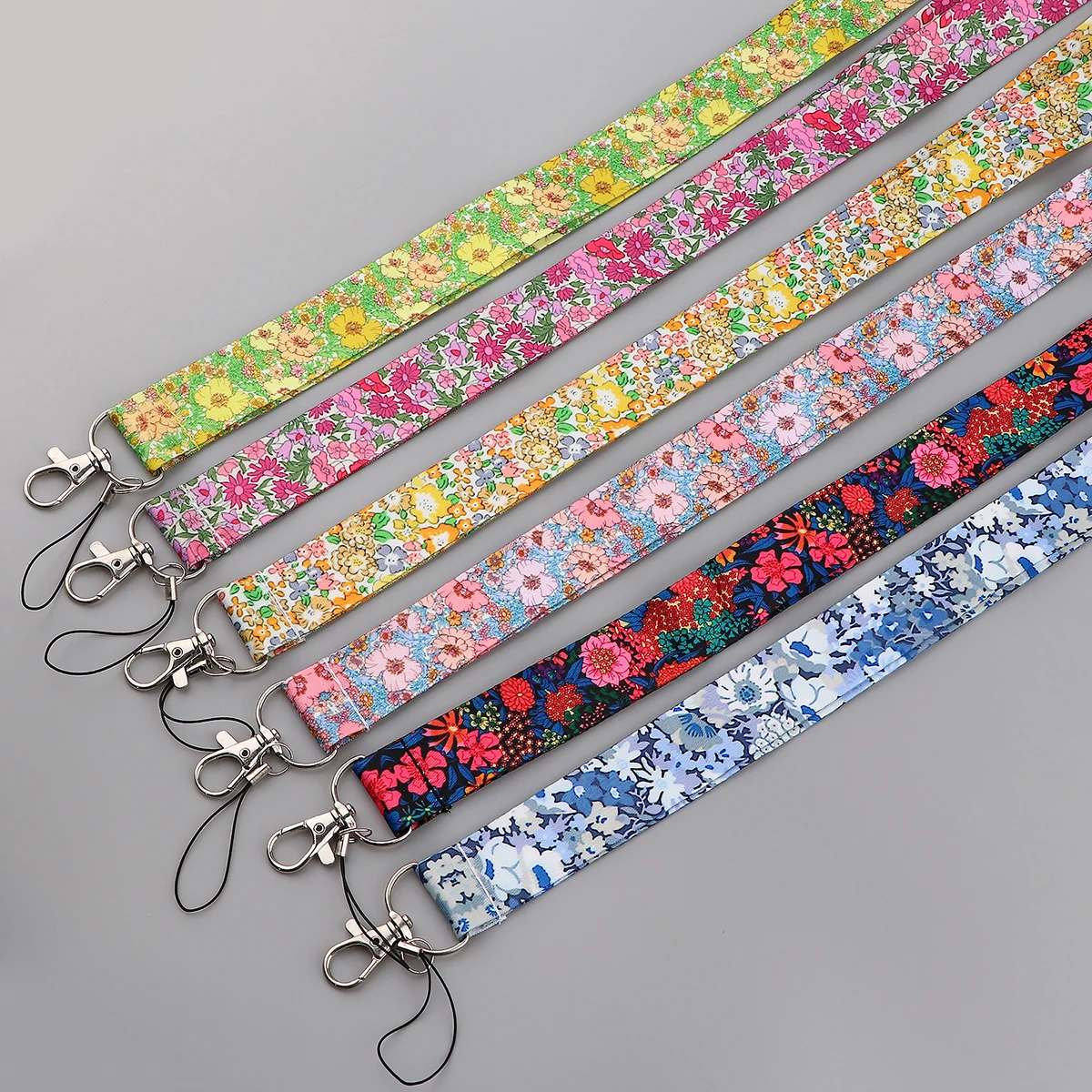 Colorful Flowers Phone Lanyard Neck Strap for Key ID Card Cell Phone Straps for USB Badge Holder DIY Hanging Rope Tether Rope