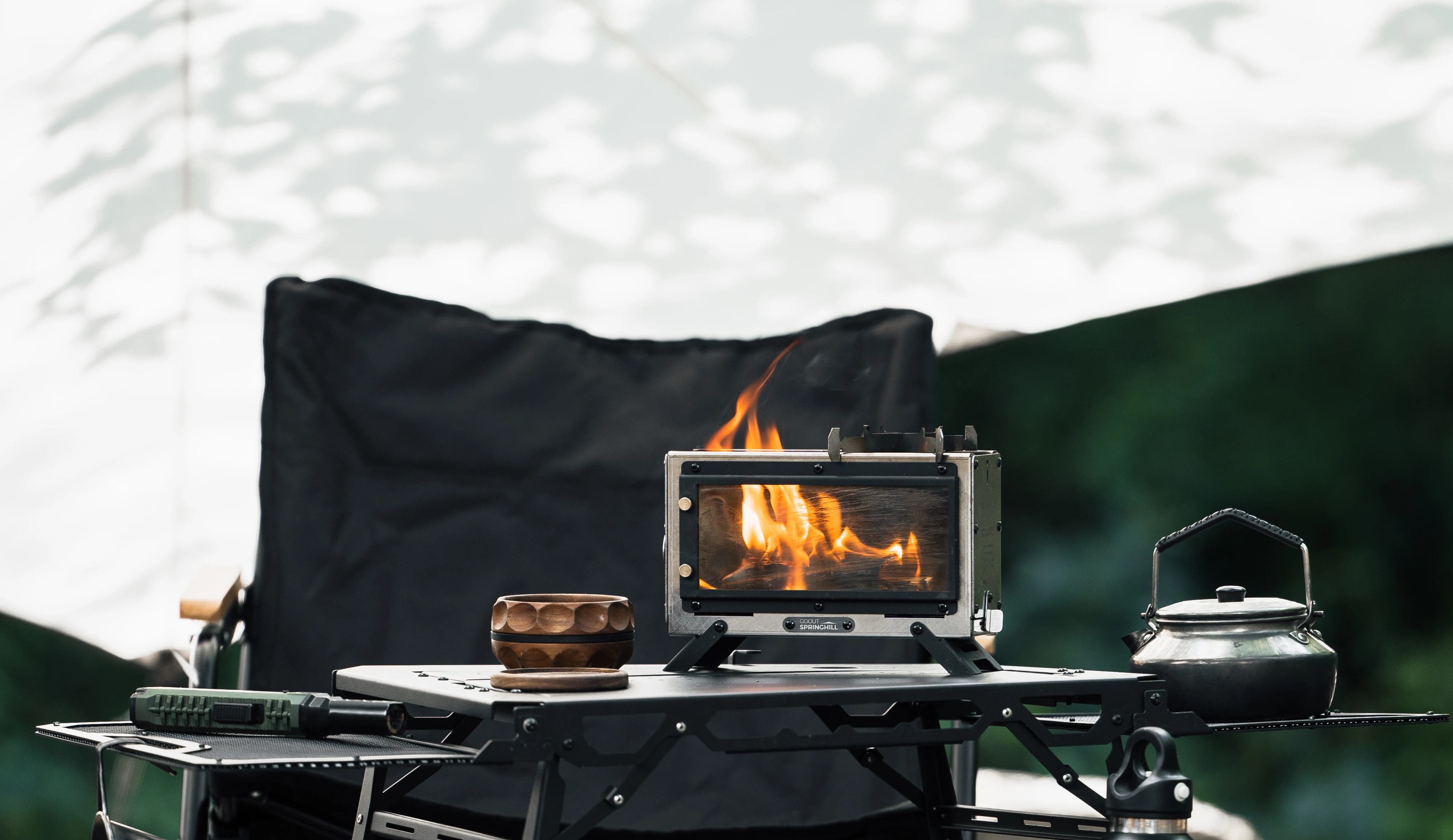 

Портативная дровяная печь Goout Springhill, квадратная печь для дров из нержавеющей стали, уличный обогреватель для пикников, походов и кемпинга