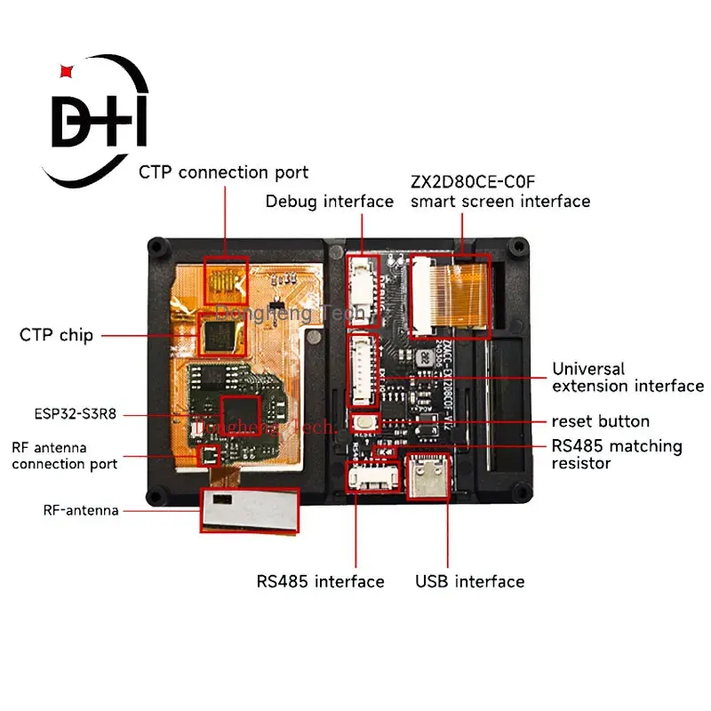 Imagem -02 - Ecrã Táctil Lcd com Wifi Módulo Ble Wt32s328s Plus 2.8 240x320 Esp32 s3