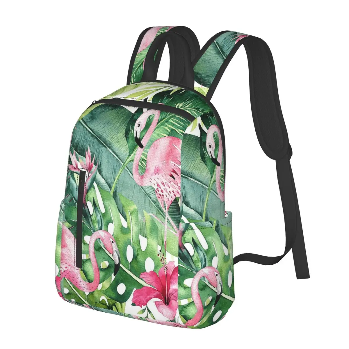 Vintage Flamingo And Tropical Plant Student Backpack School Bag Hiking Travel Daypack for Men Women Bookbag Shoulder Bags