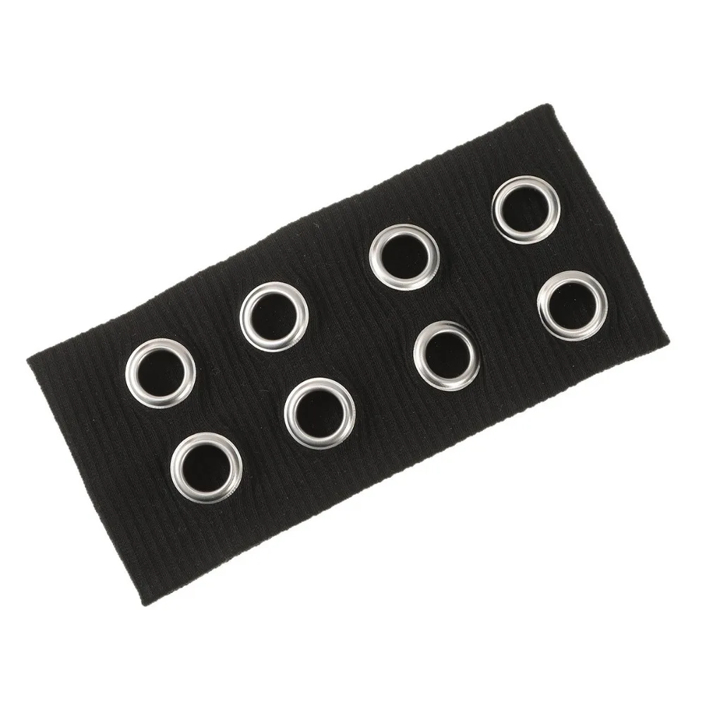 

Metal Eyelets Rock Head Band Wide Elastic Fabric Punk Headwrap Stretchy Hollowed Design Hollowed Out Eyelets Headband Women