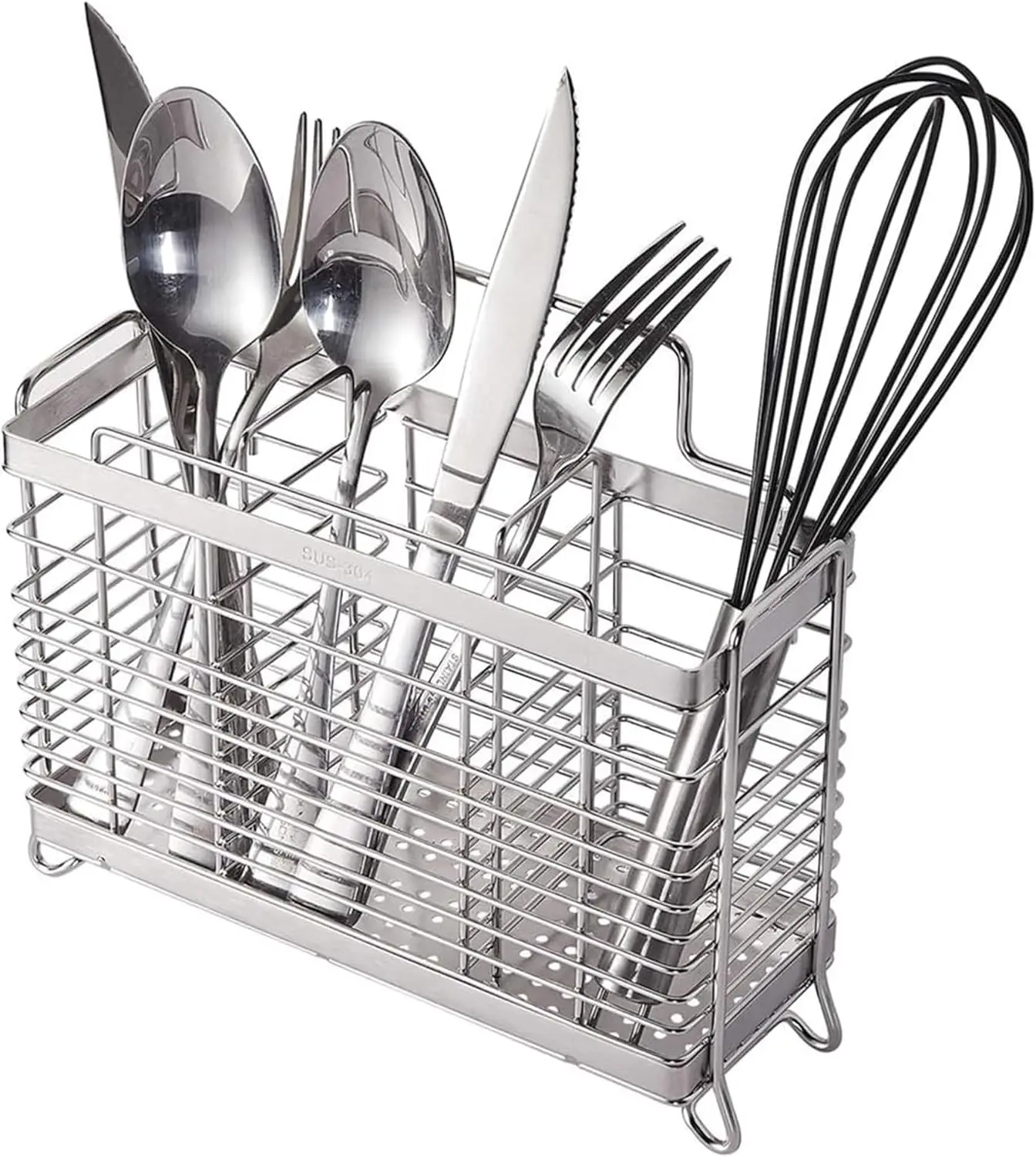 

Stainless Steel Utensil Holder, Utensil Drying Rack with 3 Divided Compartments, Rust-Resistant Utensil Drying Basket, Silverware Drying Basket, Utensil Drainer for Dish Rack