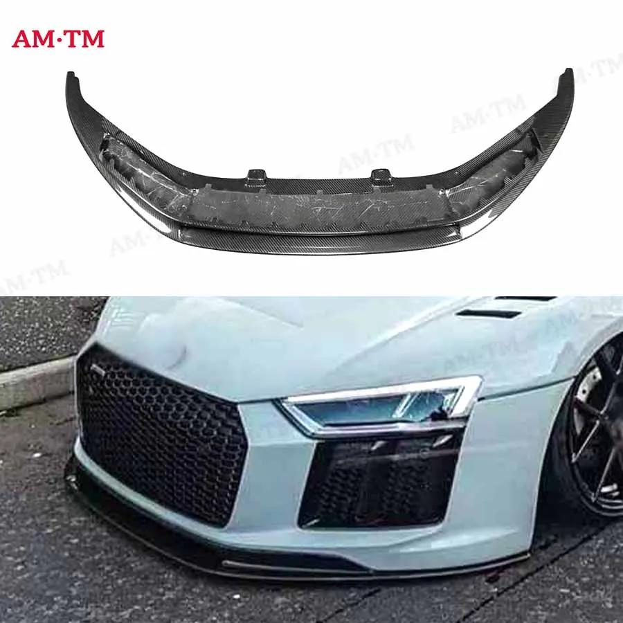 

For Audi R8 V8 V10 2017-2020 Carbon Fiber Car Front Bumper Splitter Front Lip Chin Spoiler Diffuser GT Style Upgrade Body kit