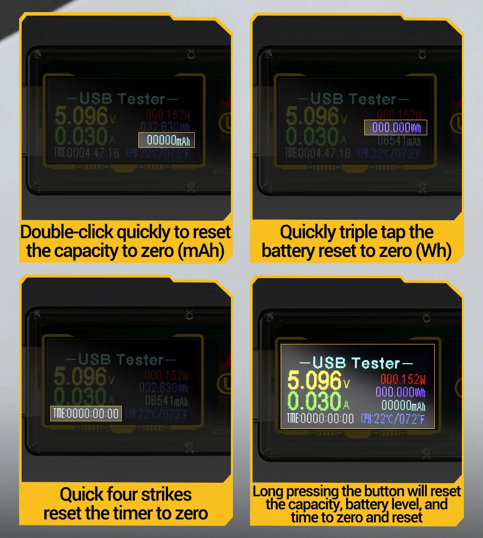 ANENG P01 USB-Tester, Voltmeter, Amperemeter, Typ-C-Schnellladungsdetektor, Kapazitäts- und Rippelmessgerät – Detail 11