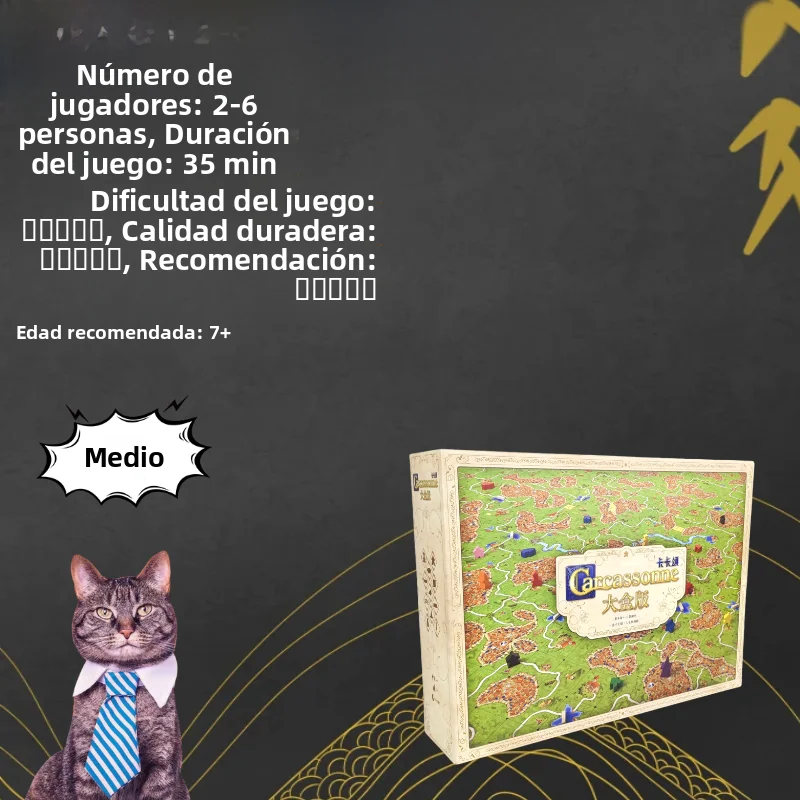 Carcassonne Edición Caja Grande, Juego de Mesa con 11 Expansiones, Versión China para 26 Jugadores, Juego de Mesa Informal pa...