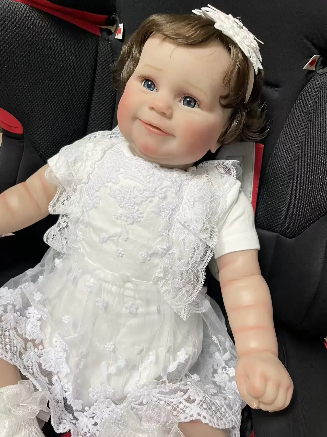 24Inch Soft Cloth Body Multiple Layers Painting 3D Skin Lifelike Reborn Maddie Doll Visible Veins Hand Root Hair Collectible