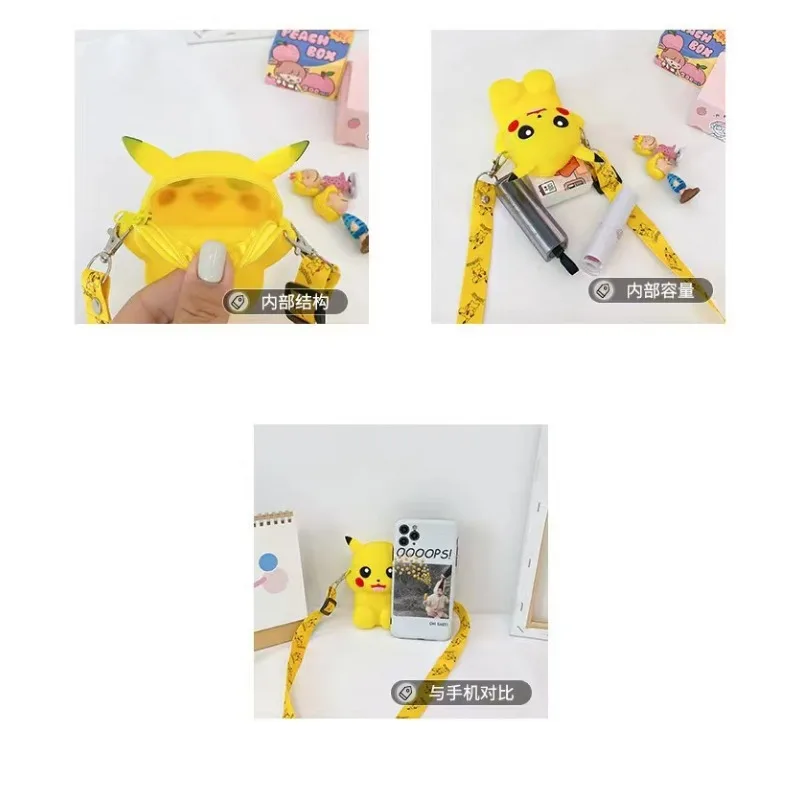 Pokemon Geldbörse Anime Pikachu Nette Mode Tasche Prinzessin Kleine Lagerung Silikon Geldbörse Messenger Cartoon Figur Modell Spielzeug Kinder Geschenk