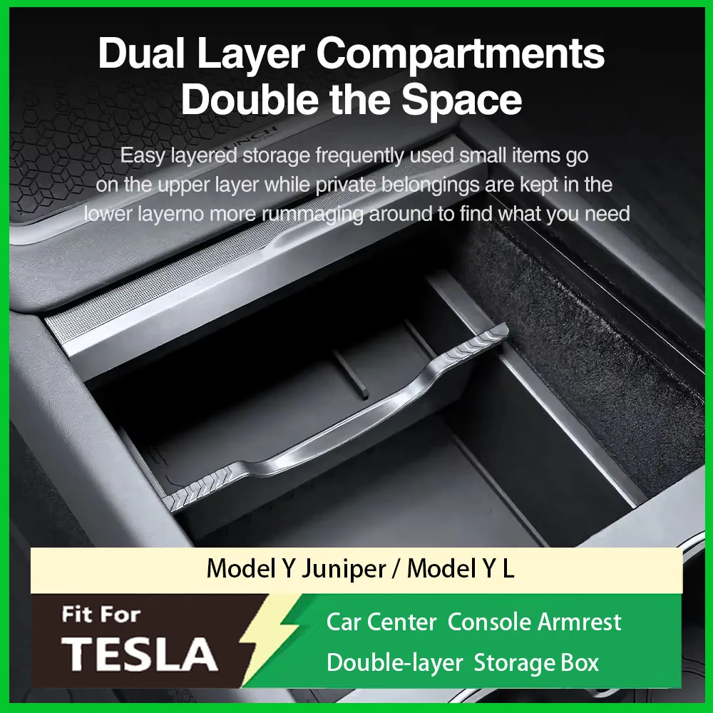 

Подходит для Tesla Model Y Juniper Model Y L 2025 2026: органайзер для центральной консоли из АБС-пластика, двухслойный лоток для хранения, аксессуары