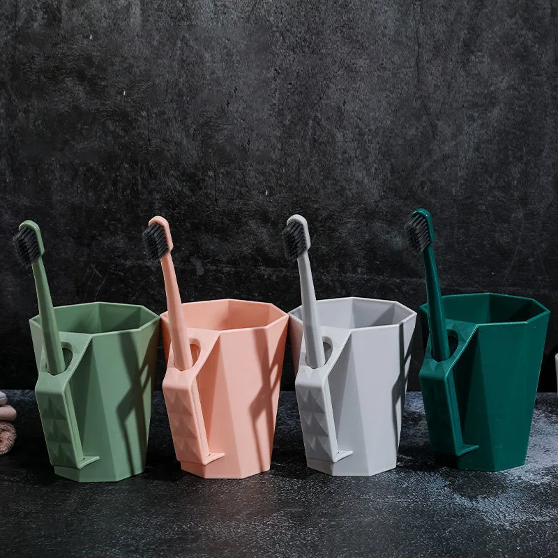 Geometric Toothbrush Cup for Home Use Couples Diamond Shaped Wash Cup Minimally Designed Travel Adults Mouthwash Cup Drink Water