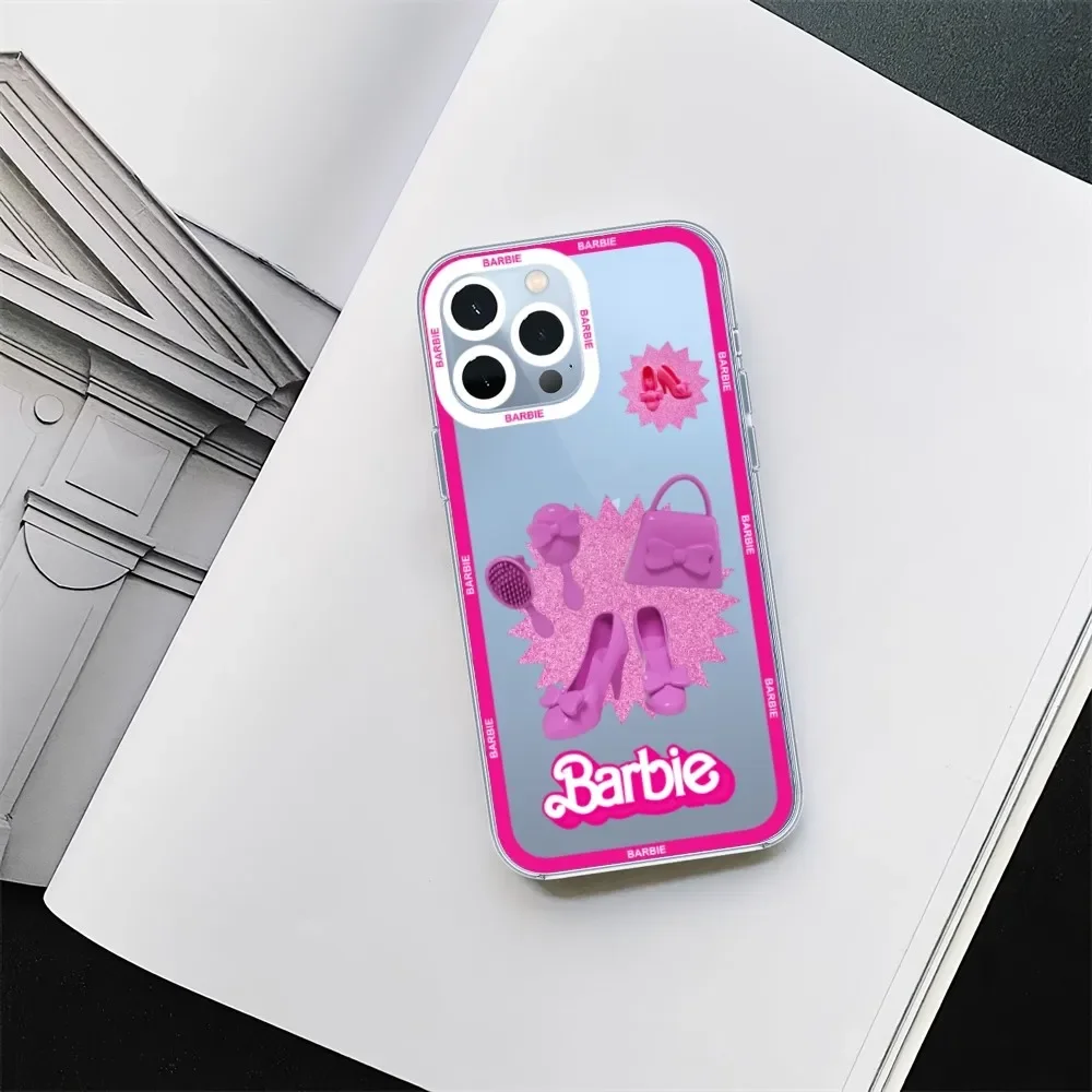 Fashion B-Barbies Doll Phone Case For iPhone 11 12 Mini 13 14 15 Pro Max Transparent Shell