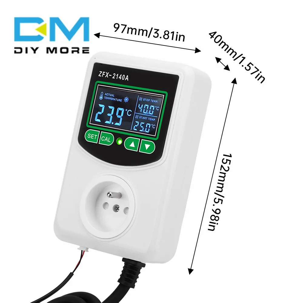 ZFX-2140A LCD Digital Thermostat High Precision High Power 2200W-3500W 16A NTC Thermistor Temperature Controlling 45-300 C