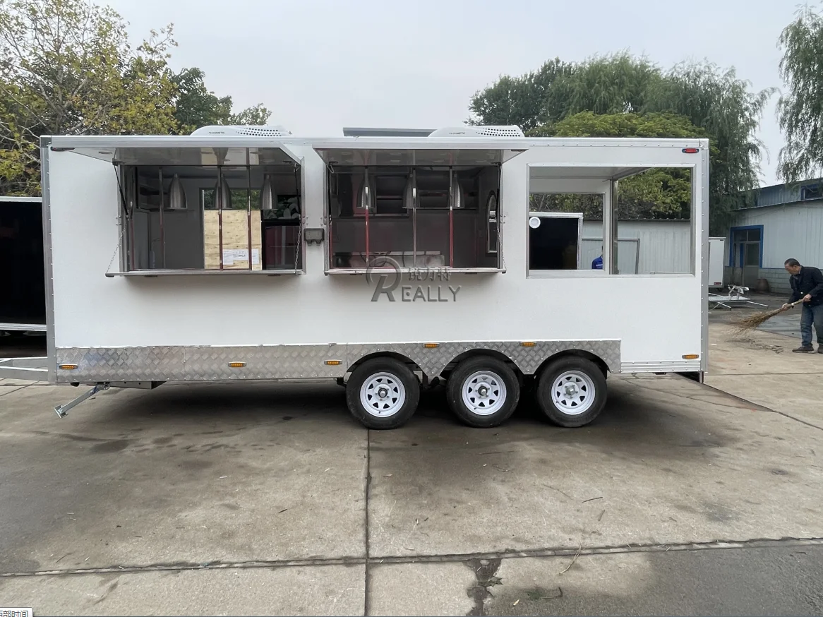 شاحنة طعام الشارع مع امتياز معدات المطبخ الكاملة شاحنة الوجبات السريعة مقطورة المطبخ المحمول وجبة خفيفة عربة القهوة